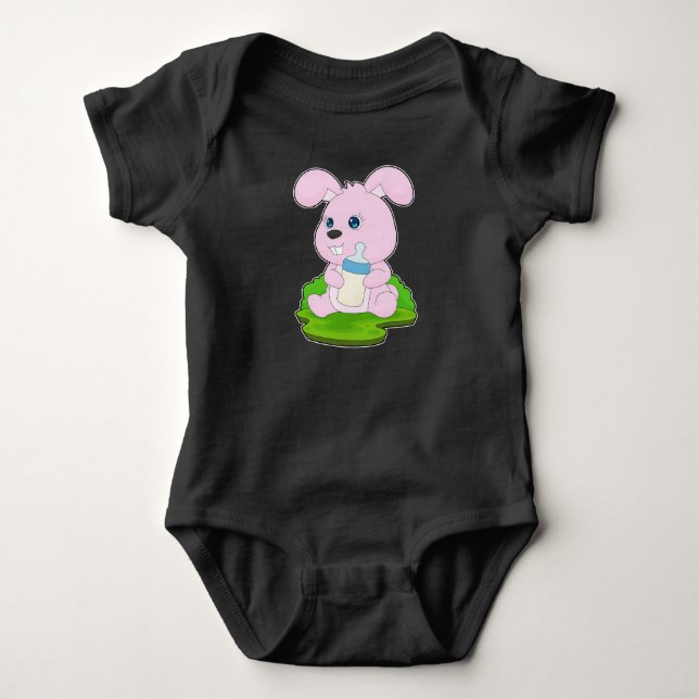 Kaninchen Babyflasche Milch Baby Strampler (Vorderseite)