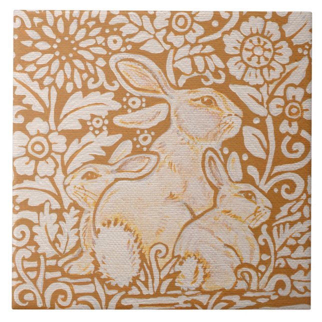 Kaninchen & Babys Keramik 6" Kunst und Dichtung Fliese (Vorderseite)
