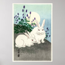 Kaninchen bei Vollmond - Ohara Koson