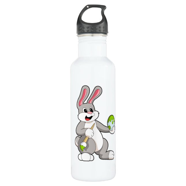 Kaninchen beim Anmalen mit Ei Edelstahlflasche (Vorderseite)