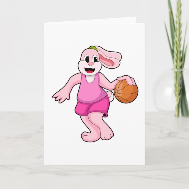 Kaninchen beim Basketballsport Karte (Vorderseite)