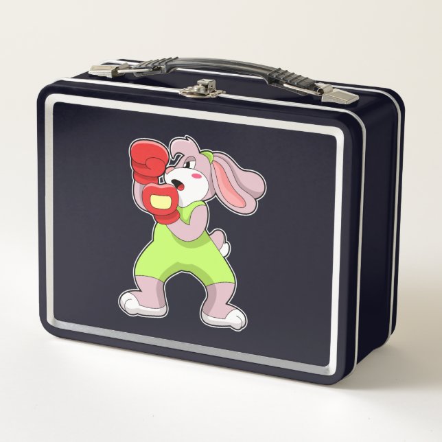 Kaninchen beim Boxen mit Boxhandschuhen (Vorderseite)
