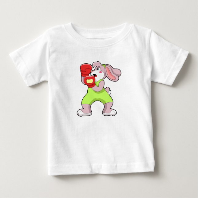 Kaninchen beim Boxen mit Boxhandschuhen Baby T-shirt (Vorderseite)
