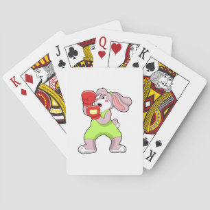 Kaninchen beim Boxen mit Boxhandschuhen Spielkarten