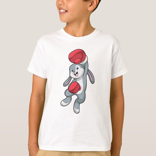 Kaninchen beim Boxen mit Boxhandschuhen T-Shirt (Vorderseite)