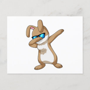 Kaninchen beim Hip-Hop-Tanz Dab Postkarte