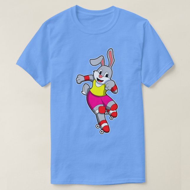 Kaninchen beim Inline-Skating mit Inline-Skates He T-Shirt (Design vorne)