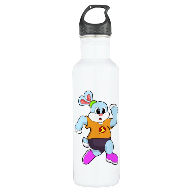Kaninchen beim Laufen Edelstahlflasche (Vorderseite)