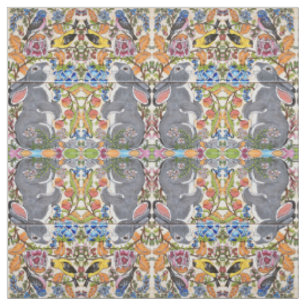 Kaninchen, Birds Blume geteerte Designer-Stoffe Stoff