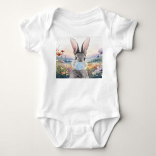 Kaninchen blasen Kaugummi mit Wildblumen Baby Strampler