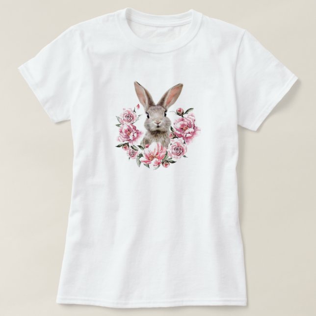 Kaninchen-Blume T-Shirt (Design vorne)