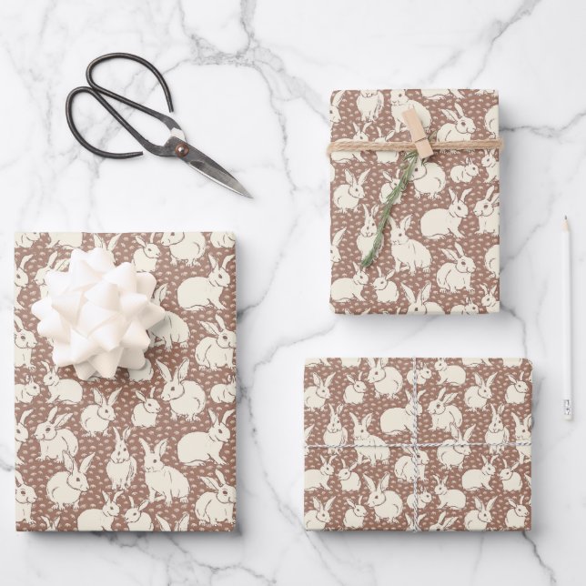 Kaninchen Bonanza - Mocha Mousse. Geschenkpapier Set (Vorderseite)