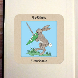Kaninchen-Buchzeichen des mittelalterlichen Kriege Quadratischer Aufkleber