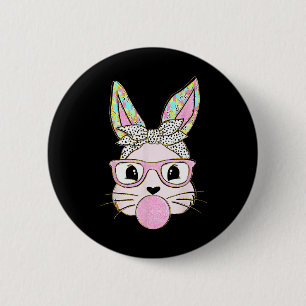 Kaninchen Bunny Blows Gum Ostertag Niedlich Button