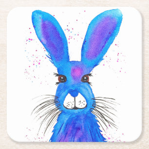 Kaninchen Bunny Hare Floral Animal Wildlife Niedli Rechteckiger Pappuntersetzer