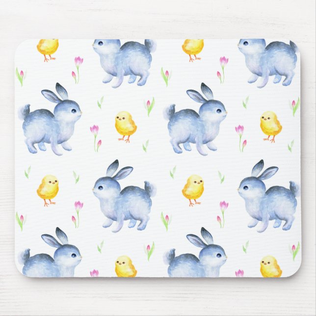 Kaninchen & Chicks Lover Geschenk, glückliches Ost Mousepad (Vorne)