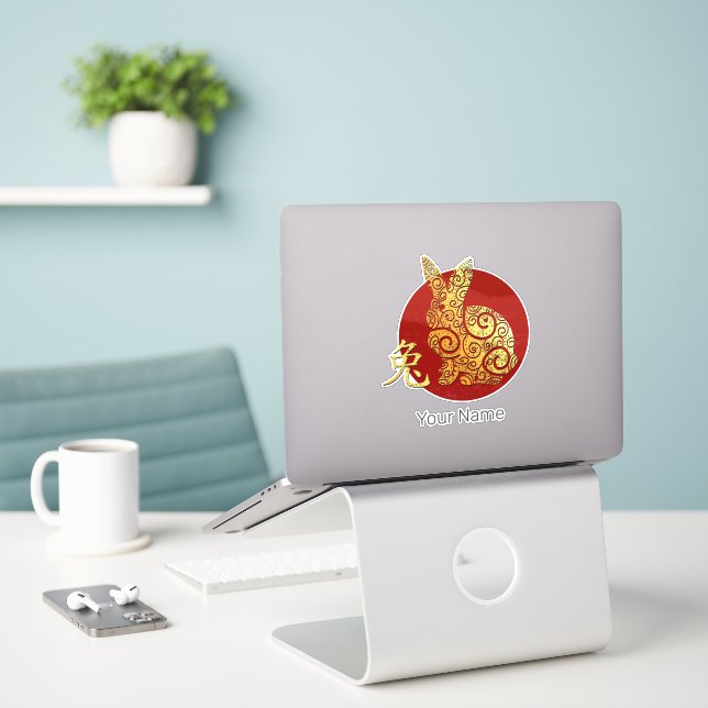 Kaninchen Chinesisches Sternzeichen Horoskop Aufkleber (Laptop auf Schreibtisch)