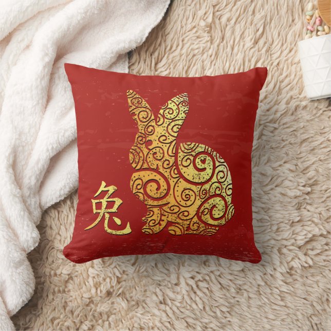 Kaninchen Chinesisches Sternzeichen Horoskop Kissen (Decke)