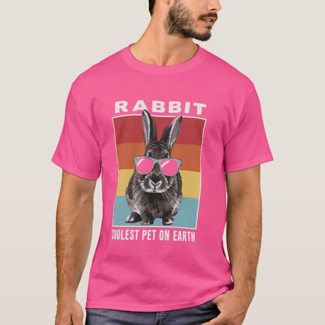 Kaninchen Coolster Haustier auf der Erde Retro-Son T-Shirt (Vorderseite)