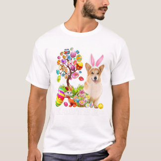 Kaninchen Corgi Hund Frohe Ostereier T-Shirt