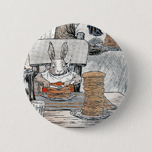 Kaninchen, das Pfannkuchen-Frühstück isst Button
