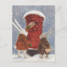 Kaninchen, die ihren Weihnachtsbrief posteten