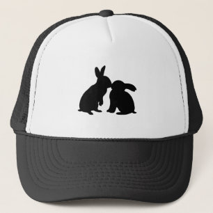 Kaninchen, die Silhouette küssen Truckerkappe
