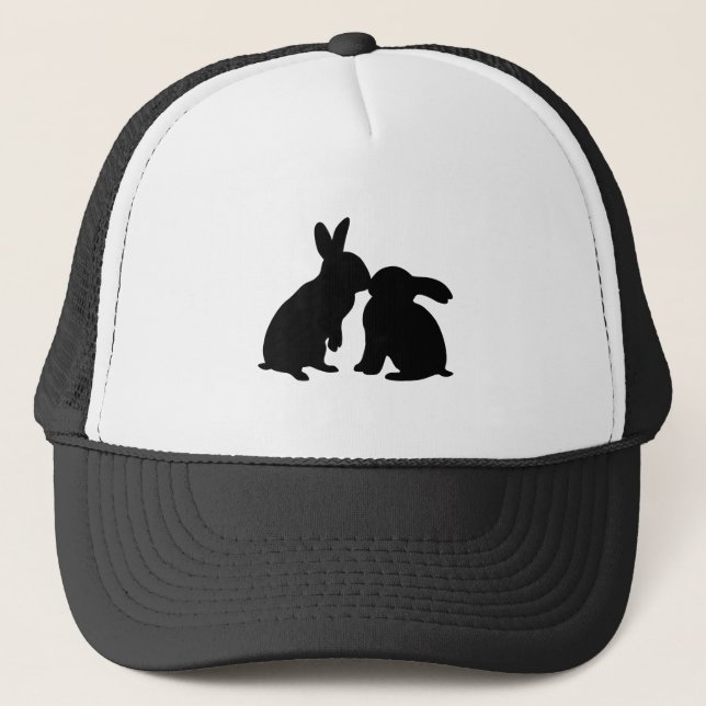Kaninchen, die Silhouette küssen Truckerkappe (Vorderseite)