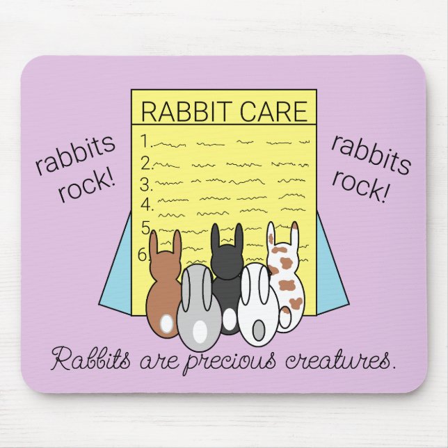 Kaninchen, die über Kaninchenpflege lesen: Mousepad (Vorne)