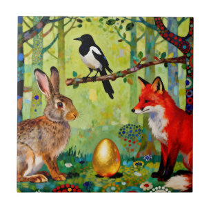 Kaninchen, Elster, Fuchs und "Das Geheimnis des Wa Fliese