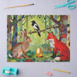 Kaninchen, Elster, Fuchs und 'Das Geheimnis des Wa Seidenpapier