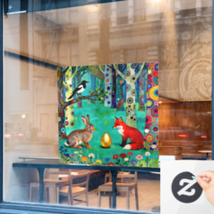 Kaninchen, Elster, Fuchs und „der Teilungspfad“ Fensteraufkleber