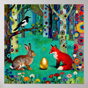 Kaninchen, Elster, Fuchs und „Der Teilungspfad“ Poster