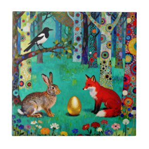 Kaninchen, Elster, Fuchs und „Der Weg des Teilens“ Fliese