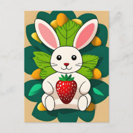 Kaninchen, Erdbeere, Mandala, Postüberquerung Postkarte