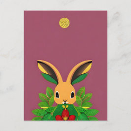 Kaninchen, Erdbeere, Mandala, Postüberquerung Postkarte