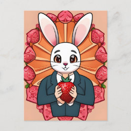 Kaninchen, Erdbeere, Mandala, Postüberquerung Postkarte