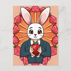 Kaninchen, Erdbeere, Mandala, Postüberquerung Postkarte