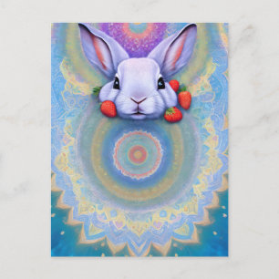 Kaninchen, Erdbeere, Mandala, Postüberquerung Postkarte