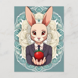Kaninchen, Erdbeere, Mandala, Postüberquerung Postkarte