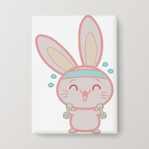 Kaninchen, Fitness, Cartoon Button