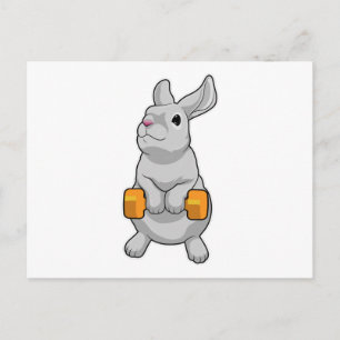 Kaninchen-Fitness Dumbell Postkarte