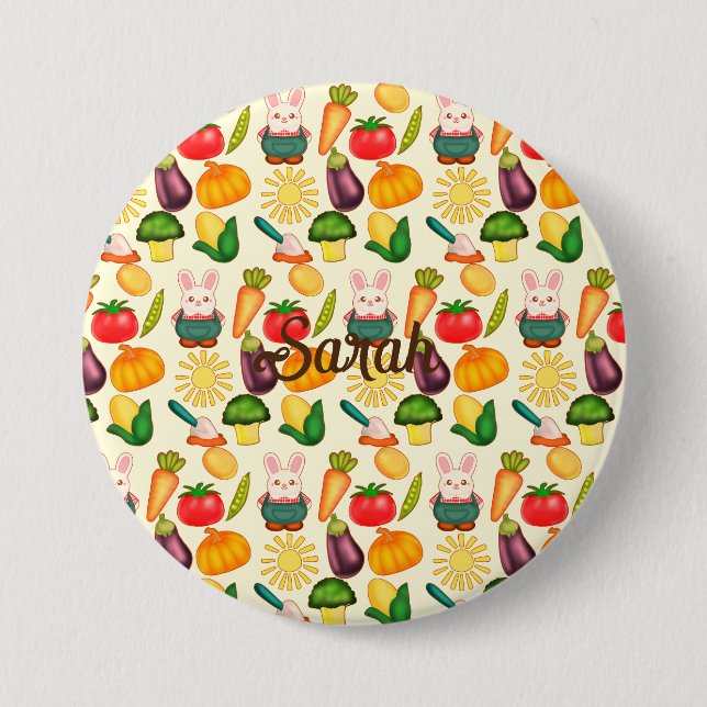 Kaninchen Gemüsesorten Bauer Button (Vorderseite)