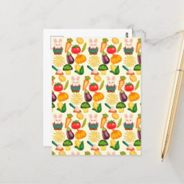 Kaninchen Gemüsesorten Bauer Postkarte