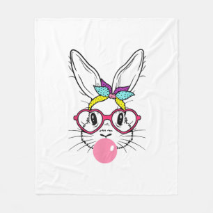 Kaninchen-Gesicht Kaugummi blasende Brille Stirnba Fleecedecke