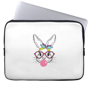 Kaninchen-Gesicht Kaugummi blasende Brille Stirnba Laptopschutzhülle
