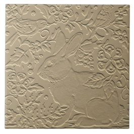 Kaninchen Gestaltungsmotiv Tan Floral Bird Ostern Fliese