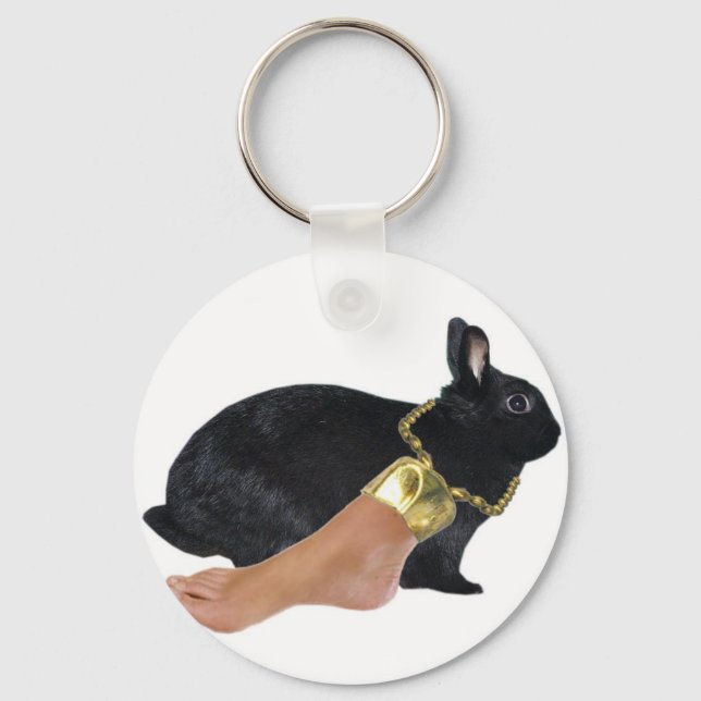 Kaninchen glücklicher Menschenfuß Schlüsselanhänger (Vorderseite)