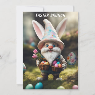 Kaninchen-Gnom-Eier-Korb Oster-Brunch Einladung