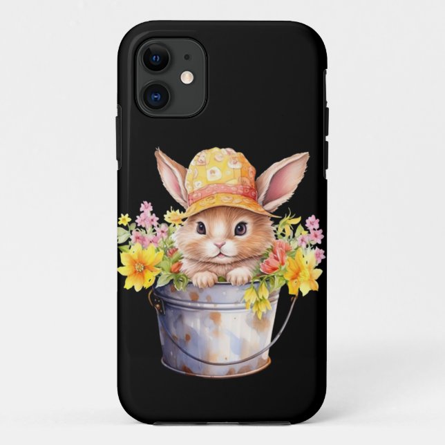 Kaninchen-Grafik für Mädchen Blütenfrühlingszeit Case-Mate iPhone Hülle (Rückseite)
